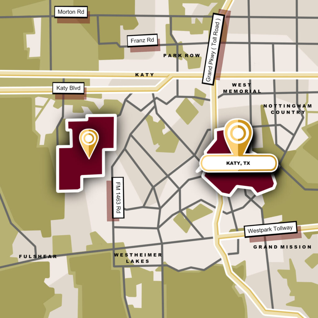 Custom Map Infographics of the Katy, TX Community Guide Page