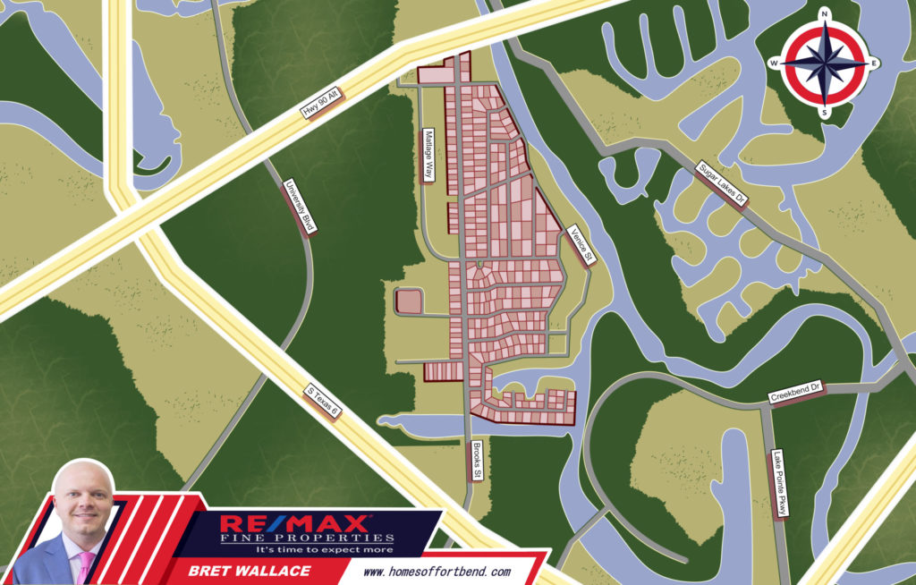 A custom image of the homes for sale belknap/brookside sugar land map