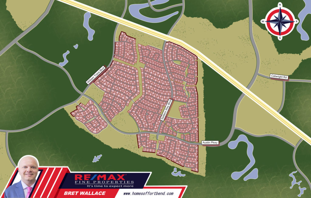 This is the custom made map inforgraphics for the community guide on First Colony Sugarland, TX