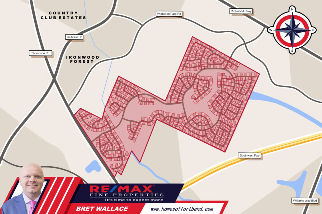 Custom Map Infographics of the Del Webb, Richmond, TX Community Guide Page
