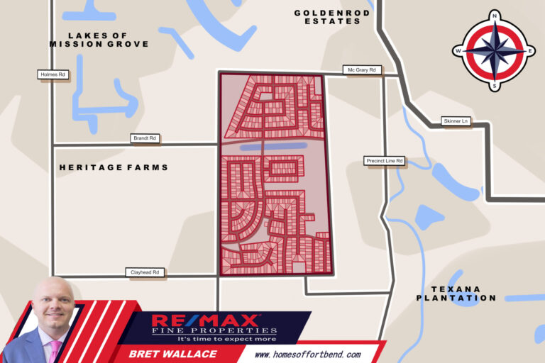 Custom Map Infographics of the McCrary Meadows, Richmond, TX Community Guide Page