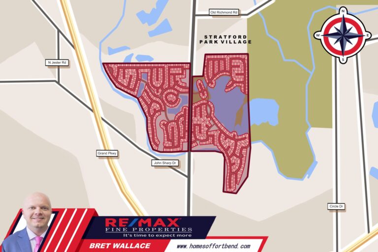 Custom Map Infographics of the Orchard Lake Estates, Richmond, TX Community Guide Page