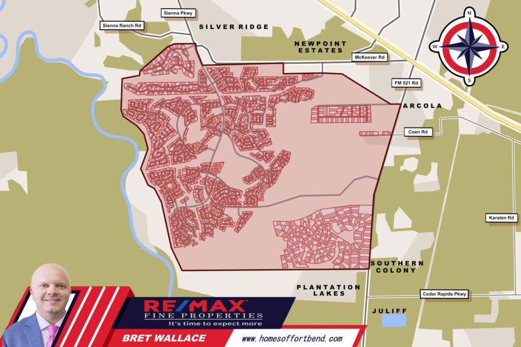 Custom Map Infographics of the Sienna Plantation, Missouri City, TX Community Guide Page