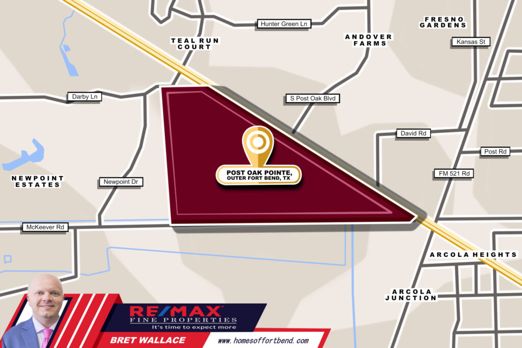 Custom Map Infographics of Post Oak Pointe, TX Homes for Sale Community Guide Page